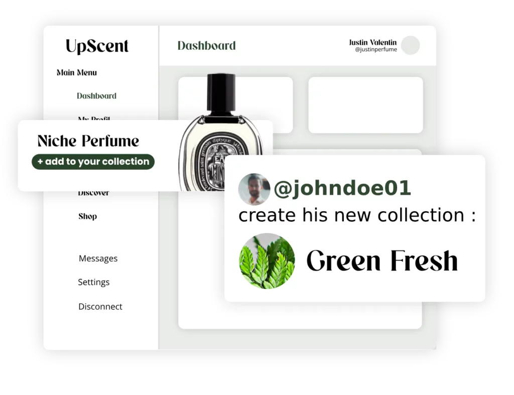 virtual collection of niche perfume Upscent app